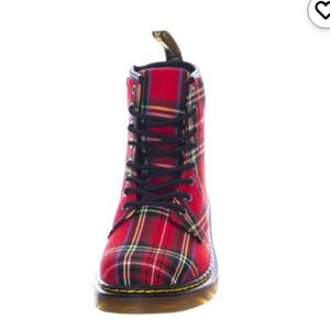 DR MARTENS Kids 1460 Tartan Junior Red Stewart Boo